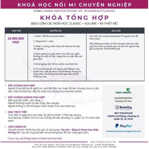 Khóa học nối mi tổng hợp